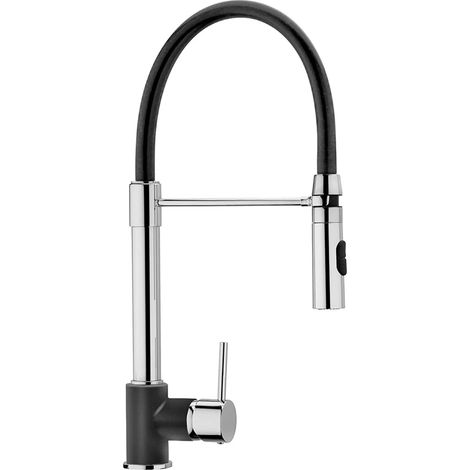 Miscelatore cucina Plados SHOWERMID monocomando doccetta sganciabile a doppio getto attacco doccia automatico - Nero Matt (1/2)