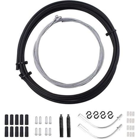 Set de Cable de Frein Vélo, 2.5m Cable de Frein Velo Universel, Câble de Frein Avant et Après de Vélo Embout Cable Velo pour la Maintenance et la Réparation (1/4)