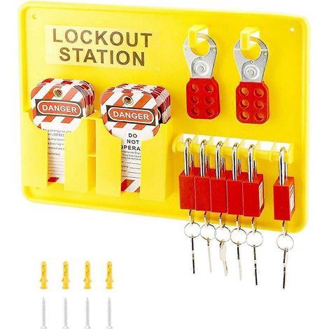 Station de consignation et d'étiquetage, 6 cadenas de sécurité, station de consignation-- (1/5)