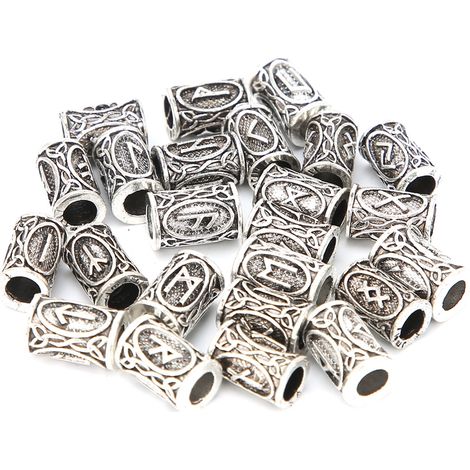 24 pièces perles viking en alliage vintage pour cheveux, tubes à barbe homme, décoration cheveux dreadlocks. (1/5)