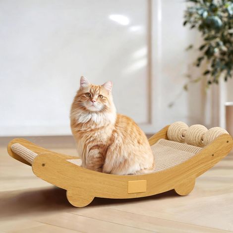 Griffoir 3 en 1 pour grand chat, hamac et support à chat avec 3 balles en sisal naturel - Cadeau idéal pour protéger vos meubles et offrir aux chats d'intérieur (1/5)