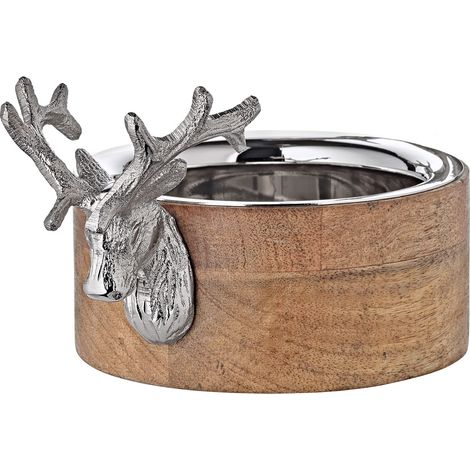 Dessous de bouteille Cerf L 18 cm W 13 cm bois de manguier (1/5)