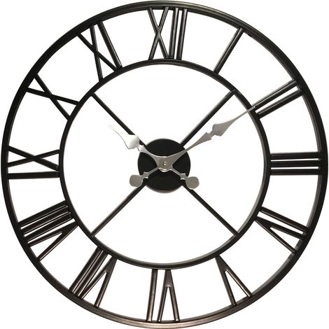 Premier Housewares Wall Clock Wooden Clocks For Living Room Silver Roman Numbers Kitchen Clocks Wall Contemporary Clocks For Bedrooms 56 x 5 x 56 (1/3)