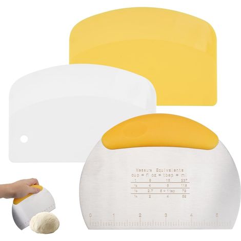 Set of 3 Stainless Steel Dough Scrapers, Bakery Dough Cutters (1/5)