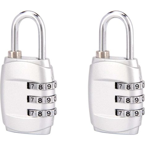 Lot de 2 cadenas à combinaison, cadenas à combinaison à 3 chiffres, créez vos propres petits cadenas à combinaison pour salle de sport, valises, école, portes (argenté)