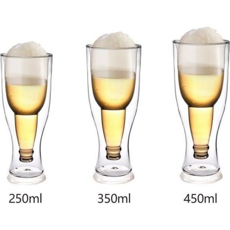 1 Verre à bière,Isolation double paroi,Verre transparent,450 ml,Maintien du froid,Cadeau anniversaire (1/4)