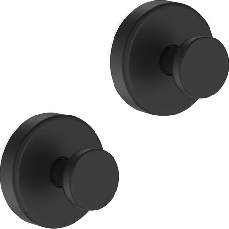 Lot de 2 crochets à ventouse sans perçage pour couronnes de porte, couronnes pour porte d'entrée, crochets à ventouse pour douche, amovibles, imperméables et antirouille (noir) (1/5)