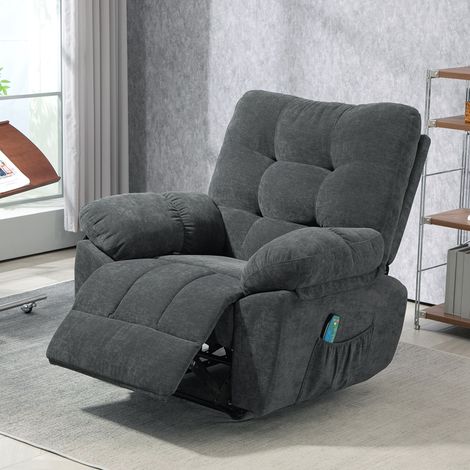 Fauteuil inclinable massant avec 8 points de vibration, repose-pieds réglable, poche latérale, gris (1/5)