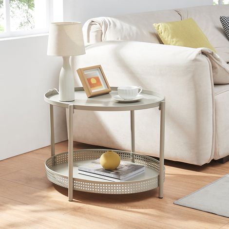 Couchtisch Jäller Metall 66x51x44 cm Taupe [en.casa]