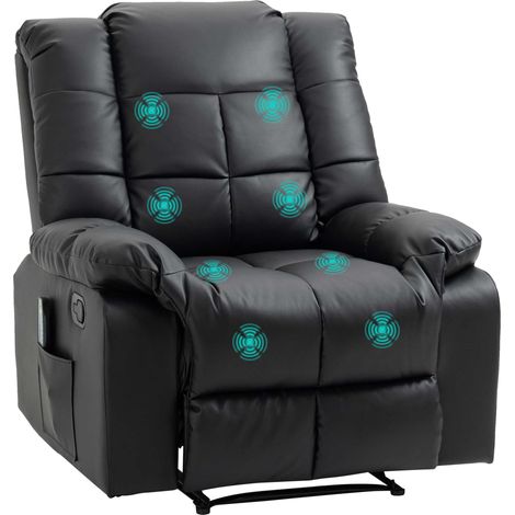 Fauteuil massant HOMCOM 8 points vibration inclinable 165° noir 94x99x99 cm (1/5)