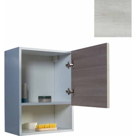 Pensile Bagno Lavanderia con 1 Anta e Vano a Giorno 43x27x58 cm in Nobilitato Olmo Bianco (1/3)