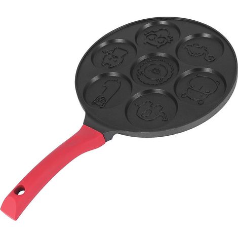 Crêpière antiadhésive à 7 moules avec poignée en silicone, motif animal noir (1/5)