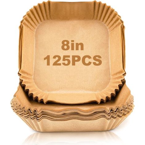 125 Feuilles de papier, Carré 16 cm, Antiadhésif, Résistant 220 °C, Pour friteuse à air (1/5)