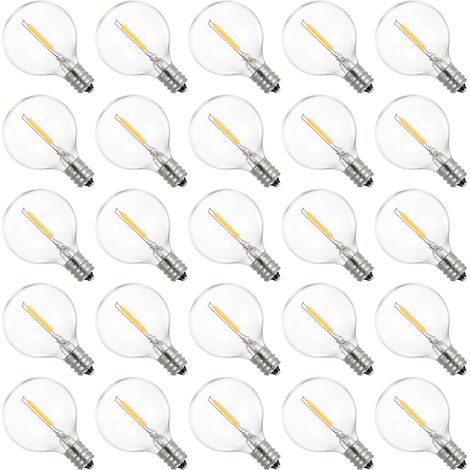 Ampoules LED C230V G40 (25 pièces) à culot E12, étanches IP44, blanc chaud, pour guirlande lumineuse, décoration de maison, fêtes, mariages, etc. Portables (1/5)