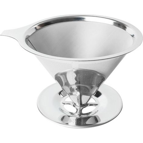 Sollbry Coladores reutilizables de malla fina para café y té, soporte de malla antigoteo de acero inoxidable, soporte extraíble para taza antigoteo y cepillo para café. (1/4)