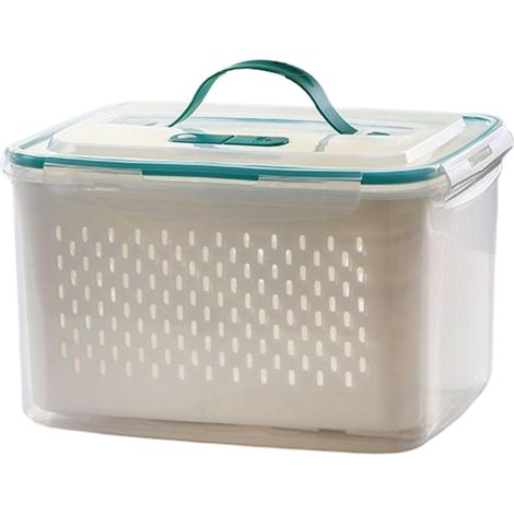 Boîtes de Rangement Réfrigérateur, Conservation Fruits et Légumes, Boîte Alimentaire avec Drainage et Compartiments pour Repas Maison, Pique-nique et Restes (1/5)