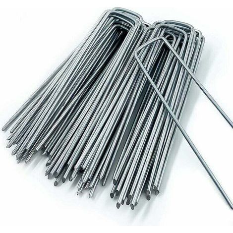 50 picchetti da giardino a forma di U per tessuto di controllo delle erbacce, per la prevenzione delle infestanti, picchetti per tenda da campeggio, recinzioni da giardino, lunghezza 150 mm, larghezza