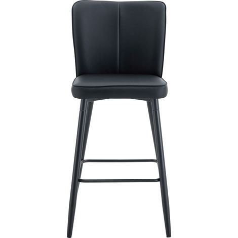 Set di 2 sgabelli da bar neri in PU con schienale ergonomico, 101 cm (1/5)