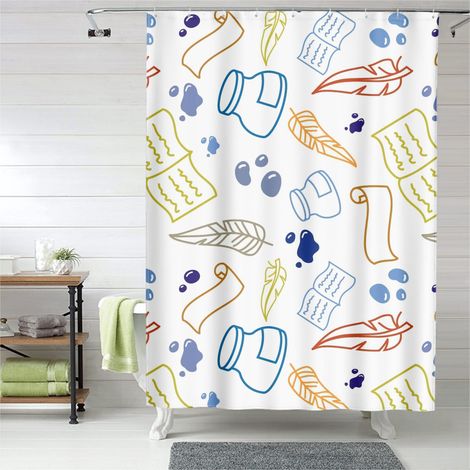 Rideau de douche décoratif imperméable, œillets plastique, 150x180 cm (1/5)
