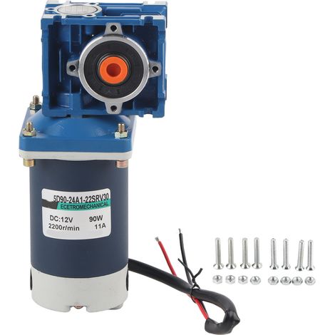 Moteur à engrenage à vis sans fin DC 90W 2200 tr/min XD5D9024A121SRVRV30 Acier inoxydable Rapport de réduction 50 DC12V (1/5)