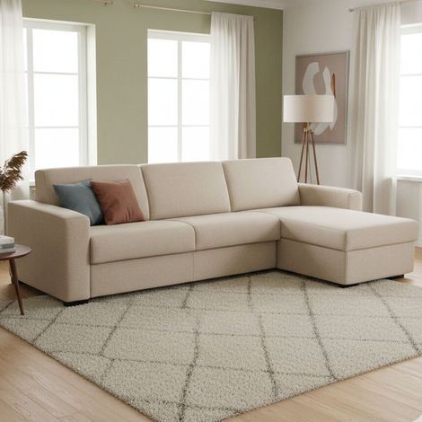 Talamo Italia Sofa cama Alisea, Sofá de esquina, 100% Made in Italy, Sofá con apertura giratoria, con contenedor reversible Peninsula, con reposabrazos delgados, Cm 260x95h90, Gris, con embalaje refor (1/5)
