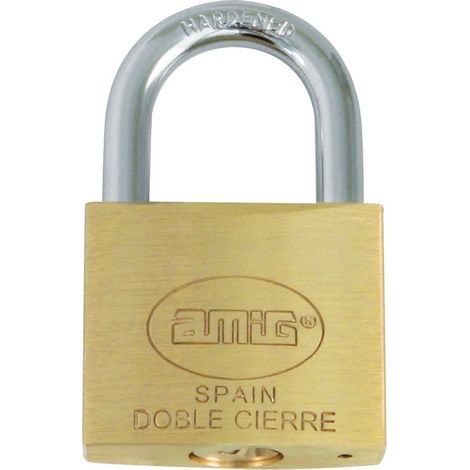 AMIG candado 2-30 laton mate , Candado 2/30 latón mate Amig Candado en latón con arco tratado en acero Arco normal Doble cierre Incluye 2 llaves. (1/4)