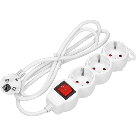 ORNO Ciabatta elettrica a 3 prese con interruttore e sicurezza per bambini, 2300 W, 10 A, cavo da 5 metri (1/5)