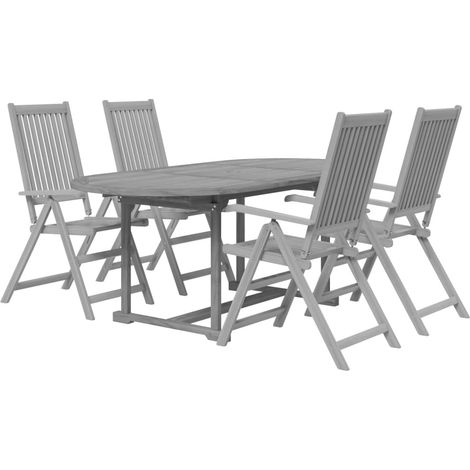 Ensemble de salle à manger de jardin meuble extérieur 5 pièces bois d'acacia massif (1/5)