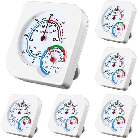 Set mit 6 Thermometern und Hygrometern für den Innenbereich - Mini-Nadelthermometer und Hygrometer für Zuhause, Schlafzimmer, Küche, Terrasse usw.