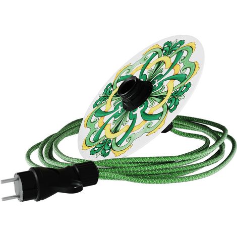 Creative Cables - Serpent Eiva avec abat-jour mini Piatto Ellepì 'Maioliche', lampe d'extérieur portable, avec douille et prise IP65 (1/5)