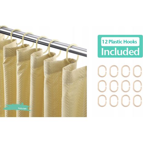 Cortina de ducha de baño color celadón de 200 x 183 cm con ganchos. (1/5)