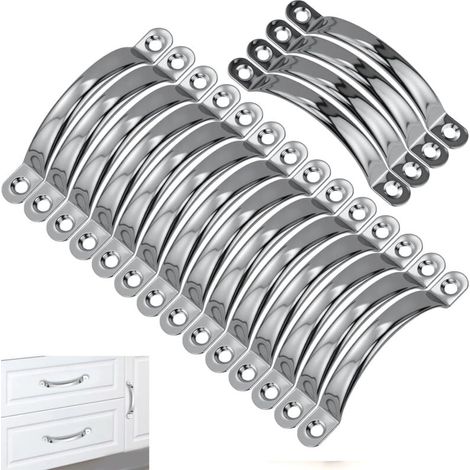18 pezzi maniglie in acciaio inossidabile, maniglie per mobili da cucina, maniglie per mobili da cucina, per cucina, armadietto, cassettiera, bagno, camera da letto (argento) (1/4)