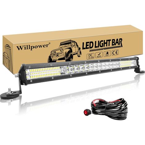 Barre LED 20'' 180W + 2pcs Support Magnétique + Faisceau de Câblage Rampe LED 12V 24V Étanche Projecteur Feux LEDs pour 4x4 Voiture Camion Tracteur Quad Bateau (1/5)