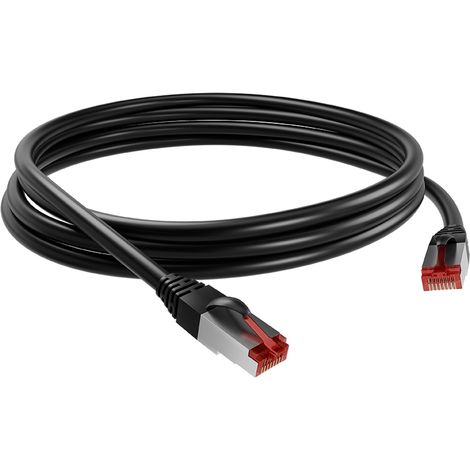 Câble Ethernet catégorie 6a S/FTP CAE Groupe, Noir, 1m LSZH Avec connecteur Droit ( Prix pour Sachet de 5 )
