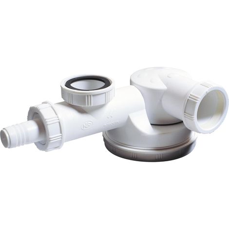 Wirquin 30724276 - Sifone lavello salvaspazio Ø40 spazio con protezione dell'acqua 50 mm, bianco (1/5)