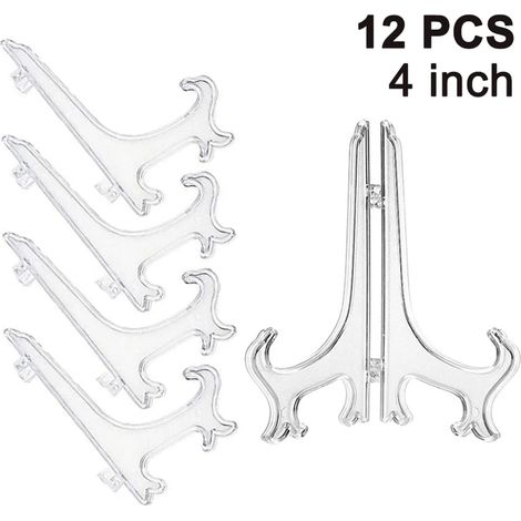 12 Pezzi Cavalletto in Plastica per Piatti Pieghevole, Supporto per Esporre Piatti da Collezione, Ciotole, Libri, DVDs, Immagini (1/5)