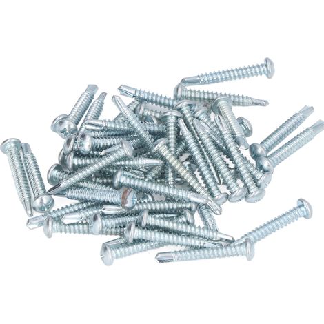 50 selbstbohrende Schrauben aus Kohlenstoffstahl, 4,8 x 32 mm, Rundkopf, für Reparaturen und Heimwerkerprojekte, 50er-Packung