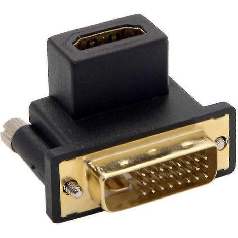 Adaptateur DVI mâle vers HDMI femelle coudé à 90 degrés CY DV-041-UP, compatible avec les ordinateurs et... (1/5)