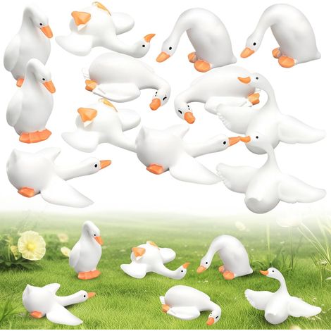 Lot de 12 Figurines d'oie en résine, Petites Statues, Jouets, Loisirs créatifs, décoration de Jardin, pelouse, Petite décoration de Bureau, Accessoires pour l'eau, Micro Paysage, Terrarium (1/5)