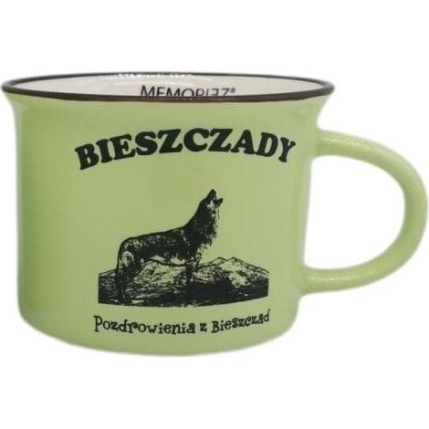 Bieszczady-Gebirge. Keramiktasse. Mintgrün.