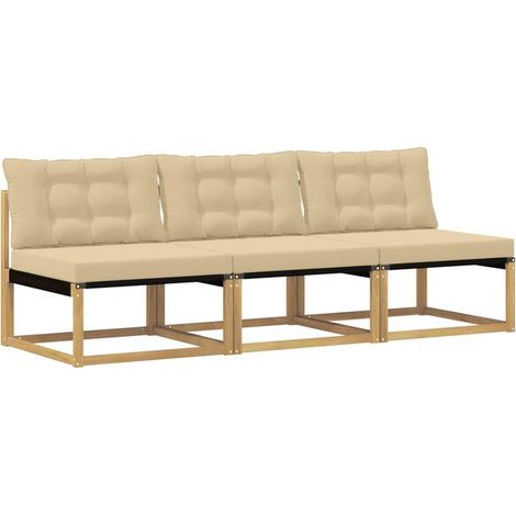 Canapé central d'extérieur, en bois d'acacia massif et tissu Teslin. (1/5)