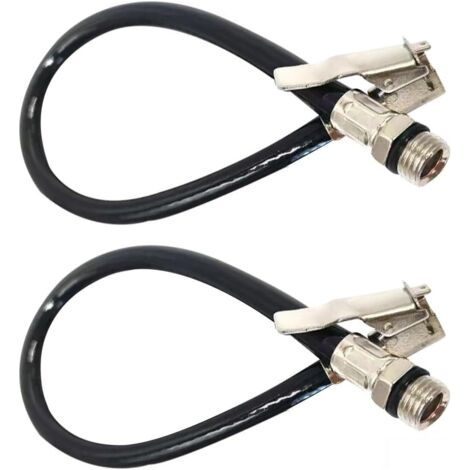 Gonfleur Pneu, Flexible de Gonflage, Tuyau Gonflage Pneu Voiture, Embout Gonfleur, Adaptateur gonflage Pneu avec Tuyau Flexible Caoutchouc Compatible vélo Moto Voiture Camion, lot 2 (1/5)