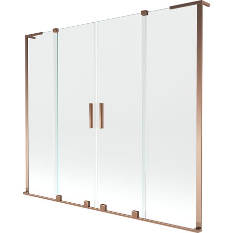 Mexen Velar L Duo Badewannenfaltwand 2-flügelig verschiebbar 170 x 150 cm, transparent, Roségold - 896-170-003-02-60 (1/2)