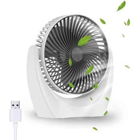 ventilateur de bureau USB, ventilateur silencieux portable, mini ventilateur puissant, 3 Vitesse petit ventilateur table pour La Chambre, bureau, domair,cuisine(Rotation 360°,Alimenté par US (1/4)