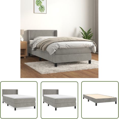 The Living Store Boxspringbett mit Matratze Hellgrau 90x190 cm Samt - Samtbett - Boxspringbett - Doppelbett - Schlafzimmermöbel - Luxusbett (1/5)