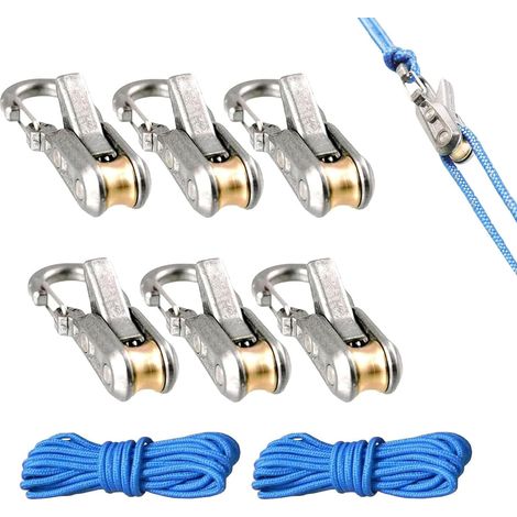 Lot de Tendeurs de Corde à Verrouillage à Came, 6 Crochets et 2 Cordes Paracorde, Ajusteur Sans Nœud pour Tente, Bâche, Camping, Bateau et Extérieur (1/5)
