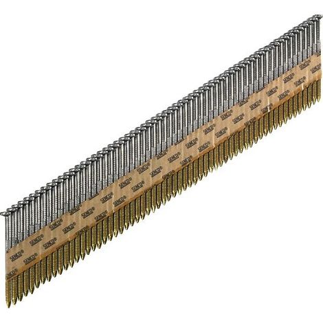Senco – Pack de 2100 clous annelés D34° 2.80mm 50mm – Acier galvanisé – Pointe diamant pour fixation rapide – 2 cartouches de gaz incluses