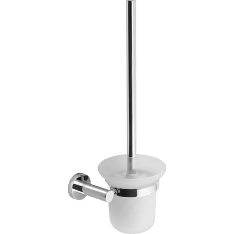 Sapho X-Round - Escobilla WC de pared con soporte, cristal lechoso/cromo XR323