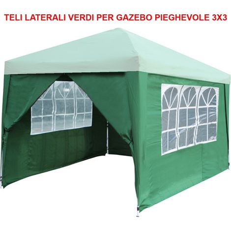 4 TELI LATERALI CHIUSURA DI RICAMBIO PER GAZEBO PIEGHEVOLE DA GIARDINO 3X3 FIERA MERCATINI