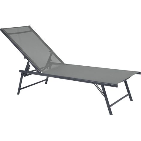 Transat Réglable 5 Positions 135 x 55 x 11 cm 120 kg Gris (1/5)